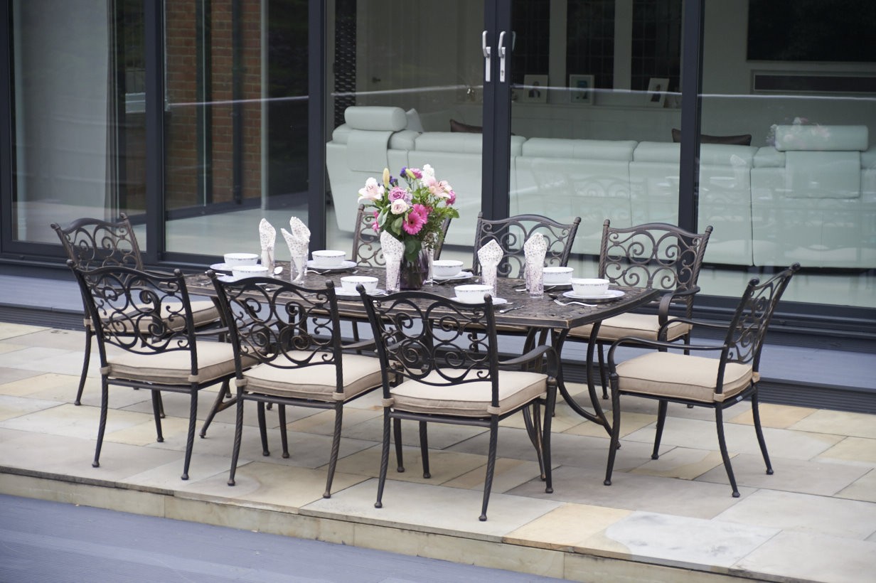 214cm Sorrento Rectangular Dining Table With 8 Stacking Armchairs Bridgman